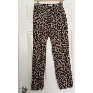 Reformation Leopard HR Jeans Size 25 Straight Leg